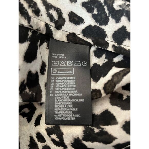 H&M Leopard Print Sleeveless Button Down Black Cream Blouse Women’s Size 8 - Picture 6 of 9